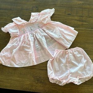 Vintage smocked pink baby dress 3-6 months